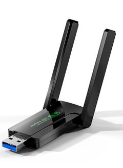 اشتري محول (USB) WiFi 1300Mbps مزدوج النطاق 5G/2.4G، مستقبل الشبكة اللاسلكية الخارجي، مزدوج 5dBi Wifi Dongle لأجهزة الكمبيوتر المكتبية المحمولة في السعودية