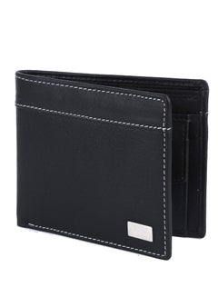 Buy Leather Bi Fold Actual Leather Black and White Thread for Men and Boys in UAE