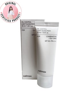 Buy Celimax Oil Control Light Sunscreen SPF50, 40ml - Korean Face Sunscreen, Lightweight, Sebum Control, Fragrance-Free, for Sensitive Skin, with Niacinamide and Hyaluronic Acid in UAE