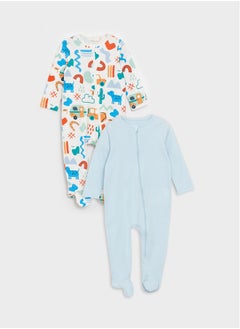 Buy Crew Neck Baby Boy Jumpsuit 2 Pack (0-12 Months With Booties, 12 Months+ Without Booties) in Egypt