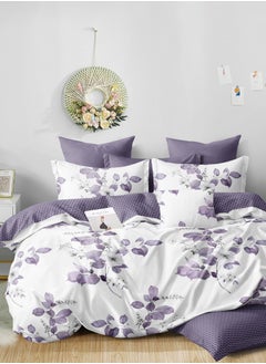 Buy Duvet Cover Set 4-Pcs Twin Size Printed Bed Set Fits (100x200 CM) With Fitted Sheet Pillow Sham And Pillow Cases (Without Filler),Lavender Grey in UAE