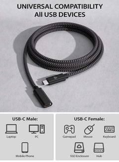 اشتري USB Type C Extension Cable Short (3.3ft/1M), 140W PD Fast Charging 10 Gbps USB 3.1 Gen 2 Data 4K USBC Male to Female Extender Cord, Compatible with PSVR2, MacBook Air M2 Surface XPS Black في الامارات