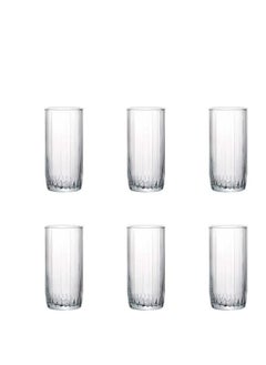 Buy Set of 6 clear glass cups for juice and water, multi-purpose, capacity 310 ml in Saudi Arabia