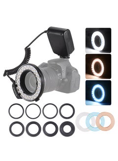 Buy HD-130 Macro LED Ring Flash Light LCD Display 3000-15000K GN15 Power Control with 3 Flash Diffusers 8 Adapter Rings for Cameras in UAE