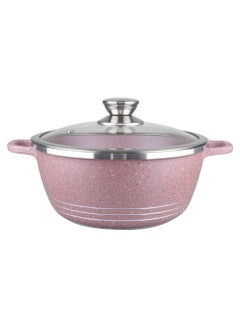 Buy Non Stick Ceramic Coated Cooking Pot With Glass Lid Purple 20cm in UAE