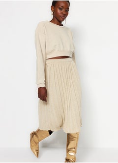 Buy Stone Glitter Pleated Knitwear Skirt TWOAW24ET00000 in Egypt