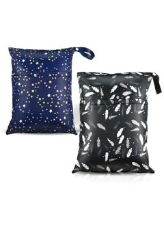 Buy 2 Pcs Waterproof Reusable Wet Dry Bag For Diaper Baby Cloth Gym Clothes Washable Travel Bags For Beach Pool Swimsuits Pockets With Two Zippered Dirty Diapers Stroller Yoga Toiletries Daycare Organizer in Saudi Arabia