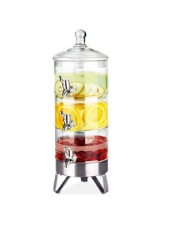 Buy 3-Tier Glass Beverage Dispenser Clear With Stainless Steel Base in Saudi Arabia