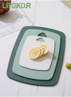 اشتري 3 Pcs Many Sizes Cutting Boards Kitchen Plastic Chopping Board with Easy Grip Handle Thick Chopping Boards for Meat, Veggies, Fruits في السعودية