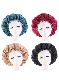 Buy 4-Piece Bonnet Sleep Cap Silk Satin Hair in UAE