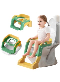 اشتري Kids Potty Training Seat, Foldable Toilet Seat, 3-in-1 Potty Training Seat, Toilet Seat with Non-Slip Ladder, Foldable Toddler Toilet Seat, for Baby Kids Boys Girls, Potty Seat Potty(Green) في الامارات