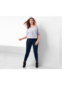 Buy Women Regular Fit Plain Stretchable Jeans, Blue in UAE