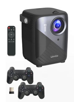 Buy 4K Portable Gaming Projector LED Light Source Bluetooth WiFi Android Screen Projector HDMI/USB/SD Supported with Remote and Two Wireless Game Controller in UAE