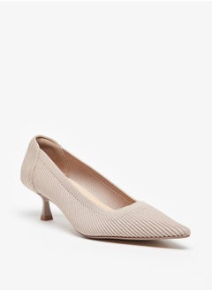 Buy Women's Textured Slip-On Pumps with Kitten Heels in UAE