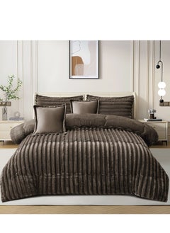 Buy Winter Double Bedspread Quilt Set Made of Soft Velvet and Luxurious Fur, Size 230*250 cm in Saudi Arabia