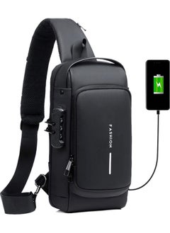 اشتري Anti Theft Sling Bag for Men, USB Charging Sport Sling Anti-Theft Shoulder Bag, Waterproof Chest Bag Motorcycle Bag Usb Charging Messenger Sling Shoulder Bags في الامارات