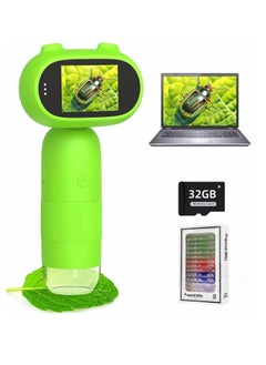 Buy Handheld Digital Microscope for Kids 1000X Including 32GB SD Card and 12 Specimens 16MP Portable Pocket Microscope with 2 Inch IPS Screen 1080P Coin Magnifier for Collectors With 8 LEDs in Saudi Arabia