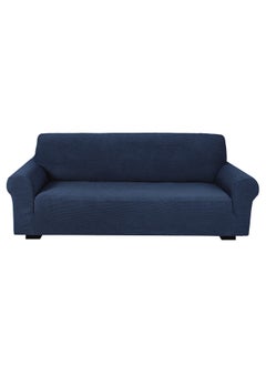 Buy Stretch Fit 3-Seater Sofa Cover Soft Brushed Fabric Couch Cover Exquisitely Full Coverage Furniture Protector Slipcover Three Seater Fits on Standard and Recliner Sofa 185-235cm Size Navy in UAE