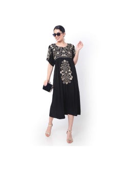 اشتري SHORT BLACK EMBROIDERED ELEGANT CASUAL WEAR ARABIC JALABIYA DRESS في الامارات