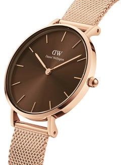Buy Daniel Wellington Petite Amber Brown Watches for Women with Rose Gold Stainless Steel Strap 32mm DW00100477 in Saudi Arabia