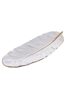 Buy AlHoora 26x10Cm Feather Shape Serving Dish In Attractive White Color in UAE