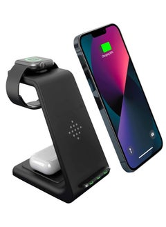 اشتري 3 in 1 Wireless Charger Station Fast Dock For Qi Charger Compatible  for iPhone 13/12/11 ProMax/X/XR/XS Max/8 Plus iPhone Watch Series 7/SE/6/5/4/3/2 في السعودية