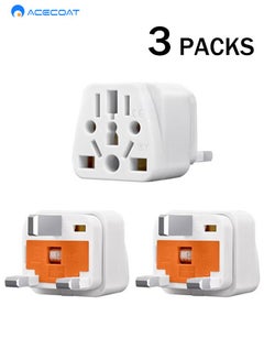 Buy 3-Pack Universal Travel Plug Power Adapter,2500W British Standard Converter Charger with 13A Fuse,Multifunctional British Standard 3 Pins Socket,EU/UK/US/AU/CN/JP/Asia/Italy/Brazil to UK Travel Adapte in Saudi Arabia