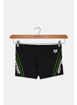 Buy Men Textured Swim Trunks, Black and Leaf and White in Saudi Arabia