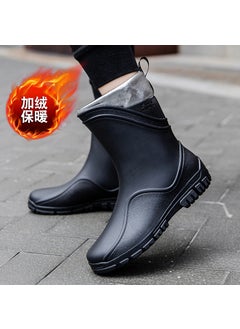 Buy Mens Fashion Waterproof Slip-Resistant Fishing Rain BootsG500-black-Cotton G500-black-Cotton in UAE