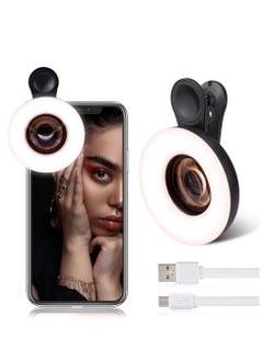 Buy Portable Rechargeable Phone Lens Macro Light Mini Clip Ring Light Lens for iPhone/Android in Saudi Arabia