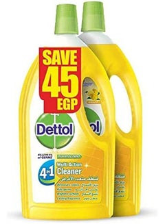 Buy Dettol Antibacterial Power Floor Cleaner (Kills 99.9% of Germs), Lemon Scent, Can be Paired with Vacuum Cleaner for Cleaner and Shinier Floors, 1.8L (Pack of 2) in Egypt
