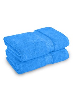 Buy Set of 2 Egyptian cotton towels Blue color in Saudi Arabia