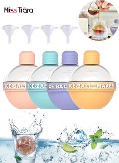 Buy Set of 4 New Creative Bulb Ice Molds with Funnel Large Round Ice Cube Ball Maker for Cocktail Whiskey Home Cold Drink Baby Food Jelly Chocolate BPA Free in UAE