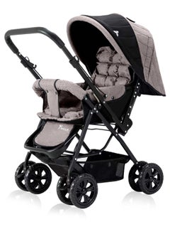 Buy Reversible Look At Me Baby Stroller With Wide Seat And Stylish Canopy - Khaki in UAE