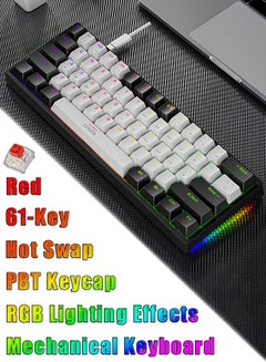 Buy 61-Key Wired Keyboard - Hot Swap - Red Switches - Mechanical Keyboard - Gaming Keyboard - Office Keyboard - RGB Lighting Effect - Computer Keyboard in UAE