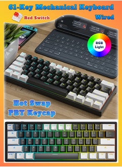 Buy 61-Key Wired Keyboard - Hot Swap - Red Switch - Mechanical Keyboard - Gaming Keyboard - Office Keyboard - RGB Lighting Effect - Computer Keyboard in UAE