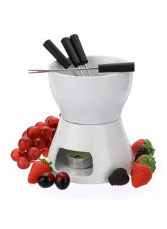 اشتري SYOSI Chocolate Fondue Pot, Ceramic Chocolate Melting Pot, Candle Heating Chocolate Fondue Set with 4 Forks for Chocolate/Cheese/Butter/Candy, Ceramic Chocolate Melter, DIY Kitchen Tools في السعودية