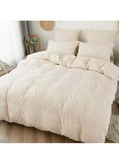 اشتري COMFY 6 PC WAVE COTTON SATIN LUXURY COLLECTION ALL SEASON COMFORTER SET 220 X 240 CM CREAM في الامارات