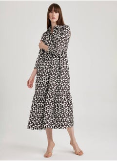 Buy Geometric Print Poplin Shirt Midi Dress in Saudi Arabia