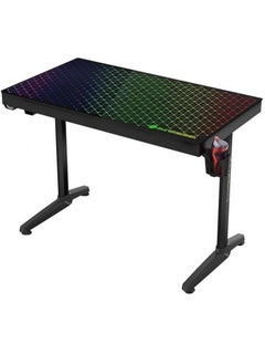 اشتري Eureka Ergonomic 43" Tempered Glass Gaming Desk with RGB Lighting, Home Office Computer Desk New Polygon Legs Design, Free Controller Stand Cup Holder & Headphone Hook, Black | ERK-GTG-I43 في الامارات