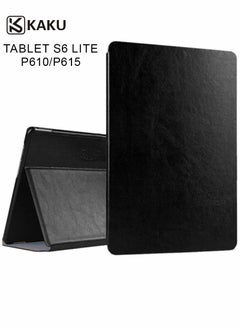 Buy Leather Protective Case Cover For Samsung Galaxy Tablet S6 Lite P610/P615 Kaku Case Black in UAE