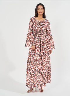 Buy Spot Print Scoop Neck A-Line Maxi Dress in Saudi Arabia