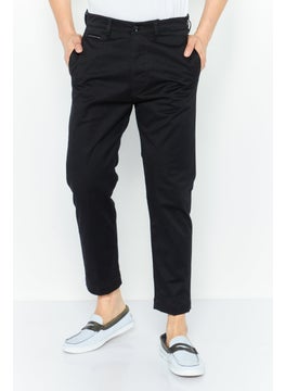 Buy Men Regular Fit Solid Chino Pants, Black in UAE