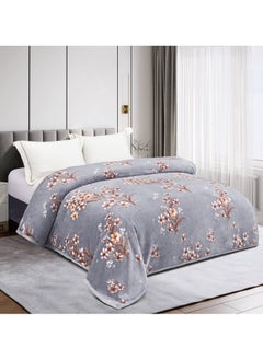 Buy 1kg Decorative Throw Blanket Floral Printed Super Soft Flannel Weighted Bed Blanket for Bedding Sofa and Travel Single Size 160 x 200cm Multi color in Saudi Arabia