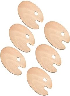 اشتري PATIKIL 8" x 12" Paint Tray Palette, 6 Pack Painting Pallet Holder with Thumb Hole Oval, Wood Color في مصر