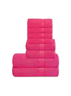 Buy COMFY 8 PIECE COMBED COTTON 600GSM HOTEL QUALITY HIGHLY ABSORBENT HOT PINK GIFT PACK TOWEL SET in UAE