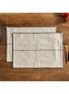 Buy Naturio 2-Piece Stitch Table Placemat Set 48 x 33 cm in Saudi Arabia