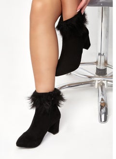 Buy Suede Boots With Neck Hair-Black in Egypt