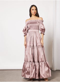 Buy Off-Shoulder Tiered Dress in UAE