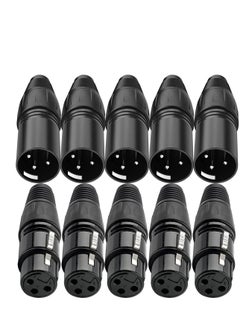 Buy 10 PCS XLR Connector, 5 Male and 5 Female XLR Mic Microphone Connector, 3 Pins Ultra-Low Noise Microphone and High Conductivity Audio Socket in Saudi Arabia